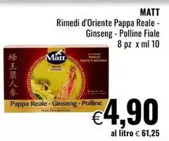 Matt - Rimedi D'Oriente Pappa Reale - Ginseng - Polline Fiale