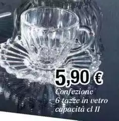 Confezione 6 Tazze In Vetro Capacità Confezione 6 Tazze In Vetro Capacità