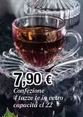 Confezione 4 Tazze Te In Vetro Capacità Confezione 4 Tazze Te In Vetro Capacità