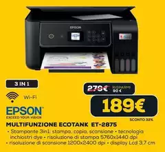 Epson - Multifunzione Ecotank ET-2875 Epson - Multifunzione Ecotank ET-2875