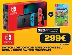 Nintendo - Switch Con Joy-Con Rosso Neon E Blu Neon + Gioco Switch Minecraft Nintendo - Switch Con Joy-Con Rosso Neon E Blu Neon + Gioco Switch Minecraft