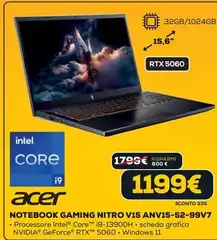Acer - Notebook Gaming Nitro V15 ANV15-52-99V7 Acer - Notebook Gaming Nitro V15 ANV15-52-99V7