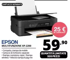 Epson - Expression Home XP-2200 Ad Inchiostro A4 5760 X 1440 DPI 27 Ppm Wi-Fi Epson - Expression Home XP-2200 Ad Inchiostro A4 5760 X 1440 DPI 27 Ppm Wi-Fi
