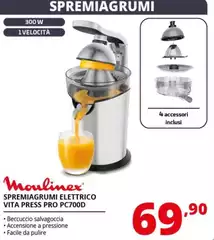 Moulinex - Spremiagrumi Elettrico Vita Press Pro PC700D Moulinex - Spremiagrumi Elettrico Vita Press Pro PC700D
