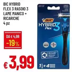 Bic - Hybrid Flex 3 Rasoio 3 Lame Manico + Ricariche