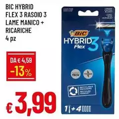 Bic - Hybrid Flex 3 Rasoio 3 Lame Manico + Ricariche