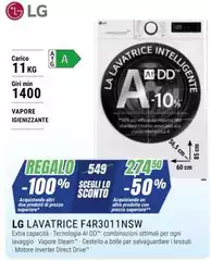 LG - F4R3011NSW lavatrice Caricamento frontale 11 kg 1400 Giri/min A-Ous E Giri/min A-Ous E Giri/min A-Ous F Bianco