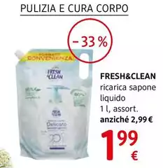 Fresh & Clean - Ricarica Sapone Liquido Delicato 1 L Fresh & Clean - Ricarica Sapone Liquido Delicato 1 L