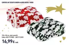 Coperta In Tessuto Sherpa Alberi Rossi/Verdi Coperta In Tessuto Sherpa Alberi Rossi/Verdi