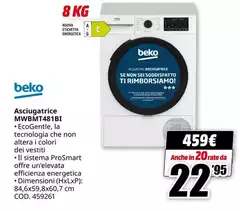Beko - Asciugatrice MWBMT4841BI Beko - Asciugatrice MWBMT4841BI