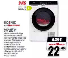 Koenic - Asciugatrice Ktd 9343 C Koenic - Asciugatrice Ktd 9343 C