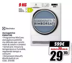 Electrolux - Asciugatrice Ew6h19g Electrolux - Asciugatrice Ew6h19g