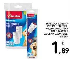 Vileda - Spazzola Adesiva Pet Pro 58 Fogli Per Spazzola Adesiva 2x29 Fogli