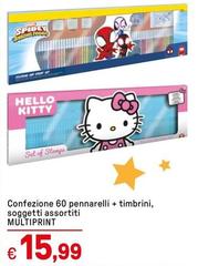 Multiprint - Confezione 60 Pennarelli + Timbrini, Soggetti Assortiti