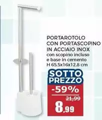 Portarotolo Con Portascopino In Acciaio Inox Portarotolo Con Portascopino In Acciaio Inox