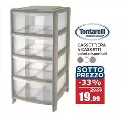 Tontarelli - Cassettiera 4 Cassetti Tontarelli - Cassettiera 4 Cassetti