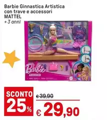 Mattel - Barbie Ginnstica Artistica Con Trave E Accessori