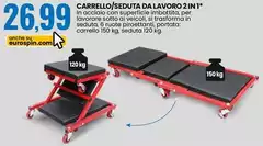 Carrello/Sedita Da Lavoro 2 In 1
