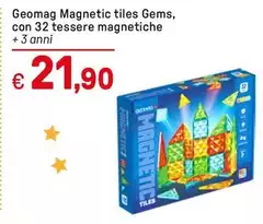 Geomag - Magnetic Tiles Gems, Con 32 Tessere Magnetiche Geomag - Magnetic Tiles Gems, Con 32 Tessere Magnetiche