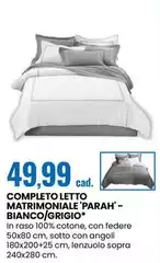 Completo Letto Matrimoniale 'Parah'-Bianco/Grigio Completo Letto Matrimoniale 'Parah'-Bianco/Grigio