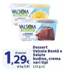 Valsoia - Dessert Bontà E Salute Budino, Crema Valsoia - Dessert Bontà E Salute Budino, Crema