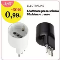 Electraline - Adattatore Presa Schuko 10a Bianco O Nero Electraline - Adattatore Presa Schuko 10a Bianco O Nero