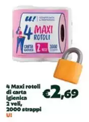 U! - 4 Maxi Rotoli Di Carta Igienica U! - 4 Maxi Rotoli Di Carta Igienica