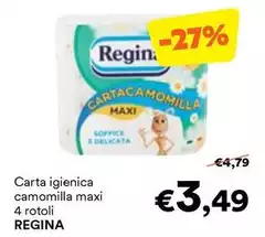 Regina - Carta Igienica Camomilla Maxi 4 Rotoli Regina - Carta Igienica Camomilla Maxi 4 Rotoli