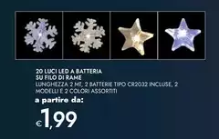 20 Luci Led A Batteria Su Filo Di Rame 20 Luci Led A Batteria Su Filo Di Rame