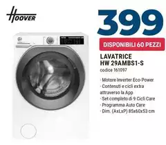 Hoover - H-WASH 500 HW 29AMBS/1-S Lavatrice Caricamento Frontale 9 Kg 1200 Giri/min Bianco Hoover - H-WASH 500 HW 29AMBS/1-S Lavatrice Caricamento Frontale 9 Kg 1200 Giri/min Bianco