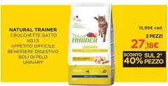 Natural Trainer - Crocchette Gatto Appetito Difficile Benessere Digestivo Boli Di Pelo Urinary