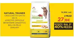 Natural Trainer - Crocchette Gatto Appetito Difficile Benessere Digestivo Boli Di Pelo Urinary