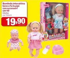 Globo - Bambola Interattiva Beve E Fa La Pipi Con Accessori Globo - Bambola Interattiva Beve E Fa La Pipi Con Accessori