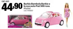 Mattel - Bambola Barbie E La Sua Auto Fiat 500 Rosa
