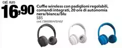 Sbs - Cuffie Wireless Con Padiglioni Regolabili, Comandi Integrati, 20 Ore Di Autonomía Nera/bianca/blu Sbs - Cuffie Wireless Con Padiglioni Regolabili, Comandi Integrati, 20 Ore Di Autonomía Nera/bianca/blu