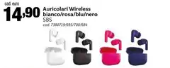 Sbs - Auricolari Wireless Bianco/Rosa/blu/nero Sbs - Auricolari Wireless Bianco/Rosa/blu/nero