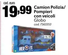 Globo - Camion Polizia/ Pompieri Con Veicoli Globo - Camion Polizia/ Pompieri Con Veicoli