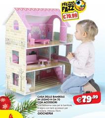 Casa - Delle Bambole In Legno H Cm 70 Con Acceso Casa - Delle Bambole In Legno H Cm 70 Con Acceso