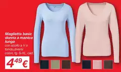 Maglietta Basic Donna A Manica Lunga Maglietta Basic Donna A Manica Lunga
