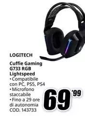 Logitech - Cuffie Gaming G733 RGB Lightspeed Logitech - Cuffie Gaming G733 RGB Lightspeed