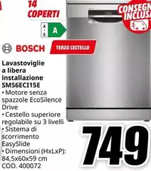 Bosch - Serie 6 SMG6ECI15E Lavastoviglie A Libera Installazione 14 Coperti