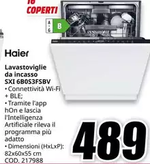 Haier - Lavastoviglie Da Incasso SXI 6BOS3FSFSBV