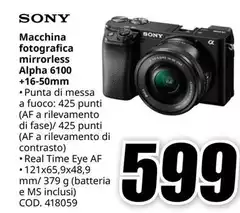 Sony - Macchina Fotografica Mirrorless Alpha 6100 +16-50mm Sony - Macchina Fotografica Mirrorless Alpha 6100 +16-50mm
