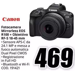 Canon - Fotocamera Mirrorless EOS R100+ Obiettivo RF-S 18-45 mm Canon - Fotocamera Mirrorless EOS R100+ Obiettivo RF-S 18-45 mm