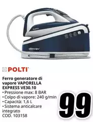 Polti - Ferro Generatore Di Vapore Vaporella Express Ve30.10