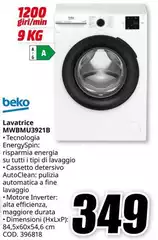 Beko - Lavatrice MWBMU3921B Beko - Lavatrice MWBMU3921B