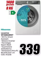 Hisense - Lavatrice WF3S8043BW7 Hisense - Lavatrice WF3S8043BW7