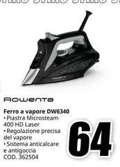 Rowenta - DW6340 Ferro a vapore Piastra Microsteam 400 HD Laser Rowenta - DW6340 Ferro a vapore Piastra Microsteam 400 HD Laser