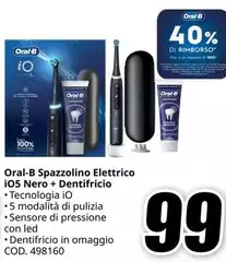 Oral b - Spazzolino Elettrico IO5 Nero + Dentifricio