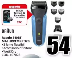 Braun - Rasoio 310bt Malhrremkp 32b Braun - Rasoio 310bt Malhrremkp 32b